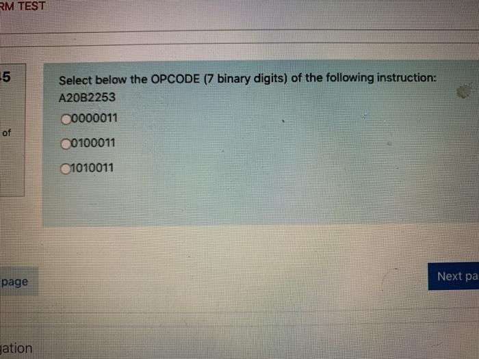 need help with this computer organization question asap RM TEST 15 Select