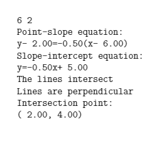 on the line); the point-slope equation of each line y=mx+b, where b