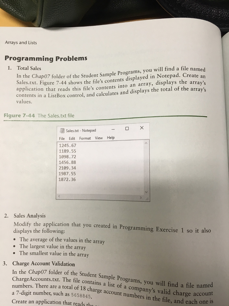 Sales Analysis Visual C# chapter 7 Modify the application that you created