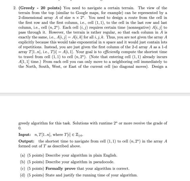  2. (Greedy - 20 points) You need to navigate a certain