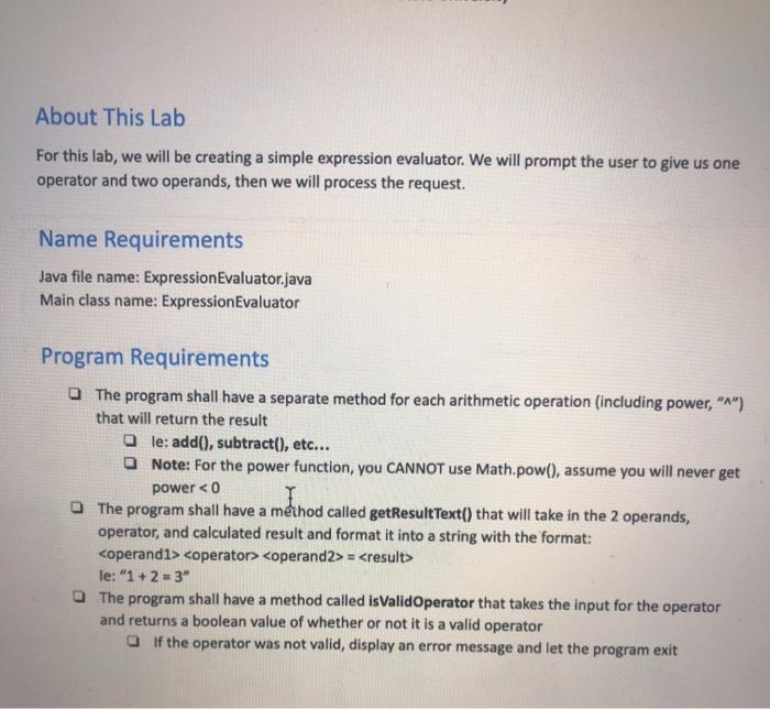  code in java About This Lab For this lab, we will