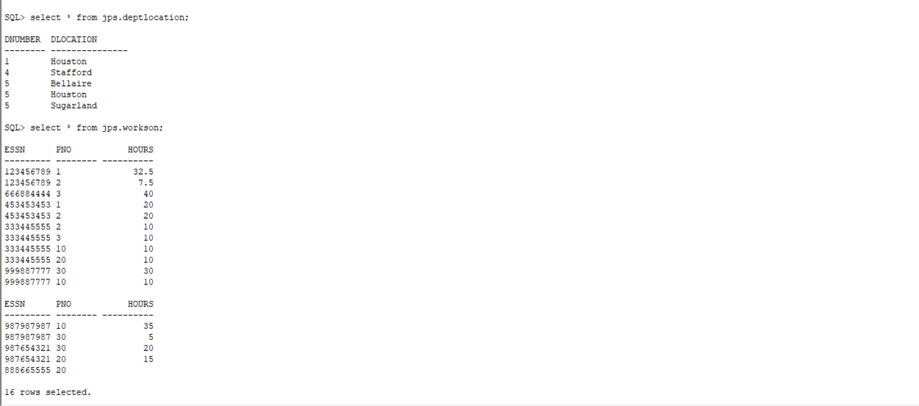 these tables. 2. List the primary key and all the foreign keys