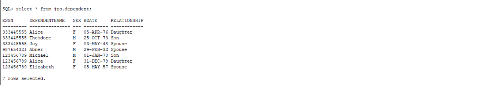 in each table. 3. Based on each pair of primary key and