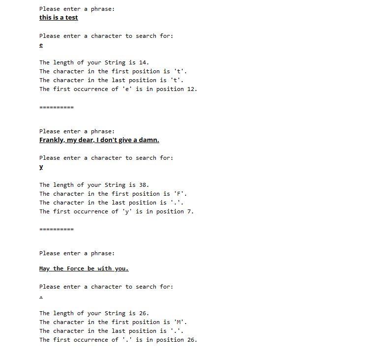 Please enter a phrase: this is a test Please enter a