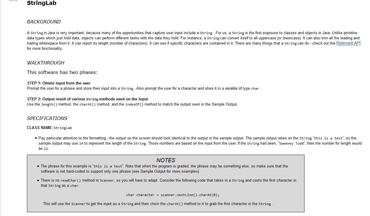 character to search for: e The length of your String is 14.