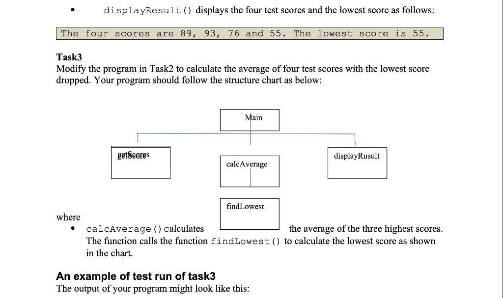test scores using a function. */ #include using namespace std; //Complete the