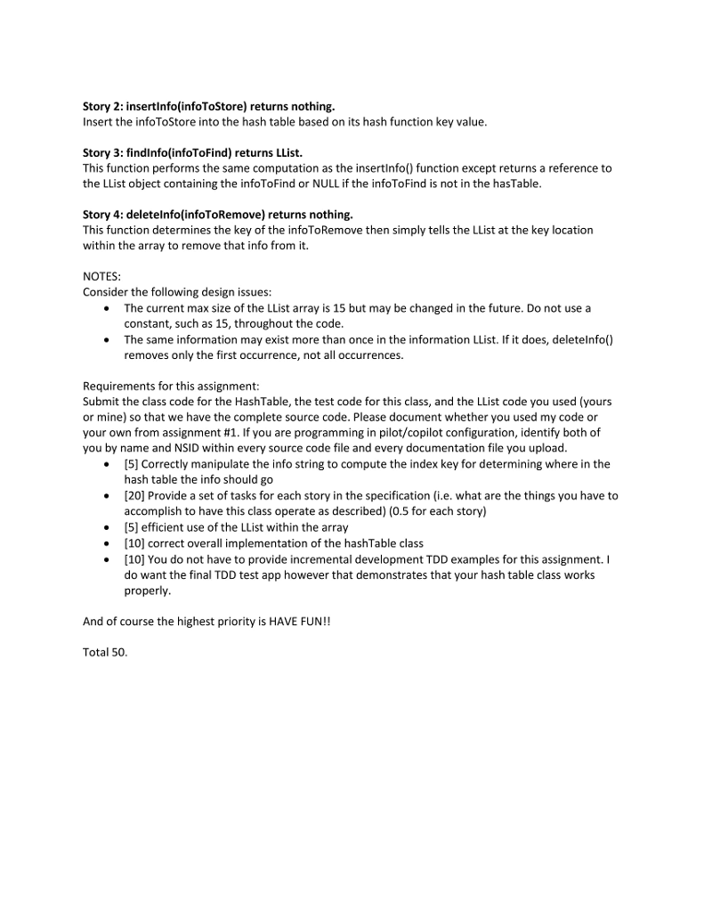 Linked Lists In this assignment I want you to implement a hash