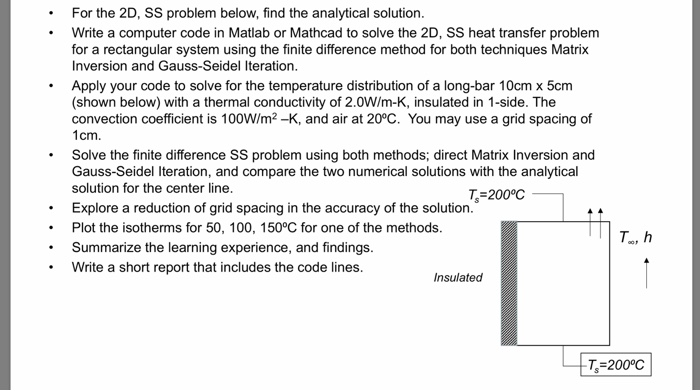  For the 2D, SS problem below, find the analytical solution Write