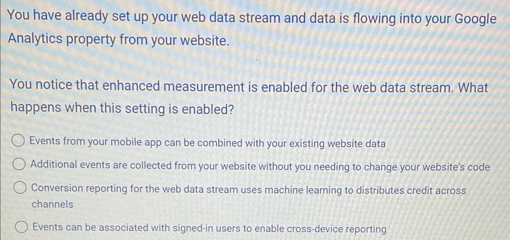  You have already set up your web data stream and data