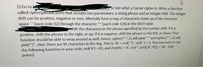  In Python using a Caesar cipher, Ascii code 32 from the