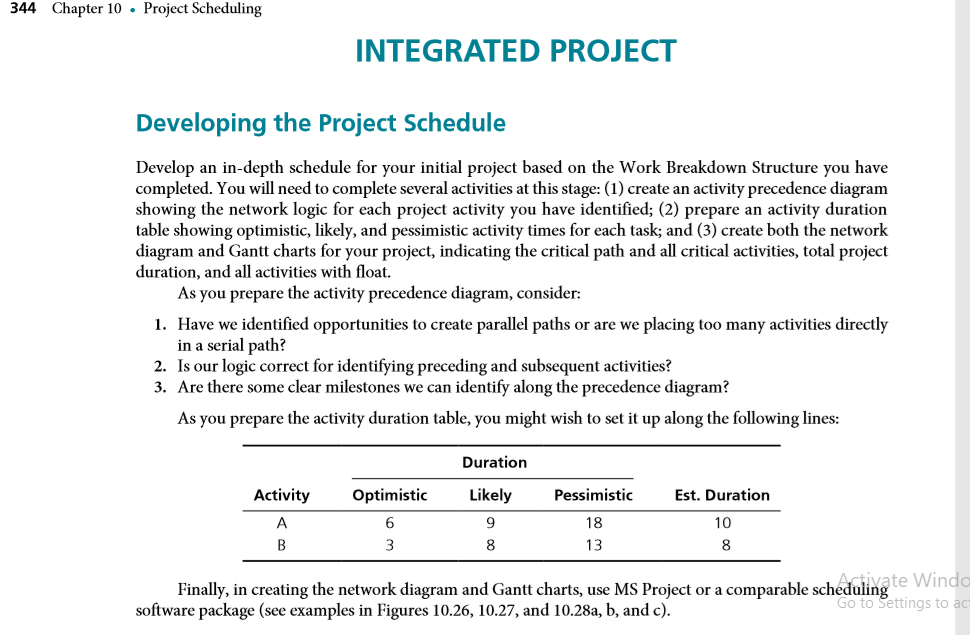 Develop project Schedule Develop project Schedule based on example. Third Edition (page