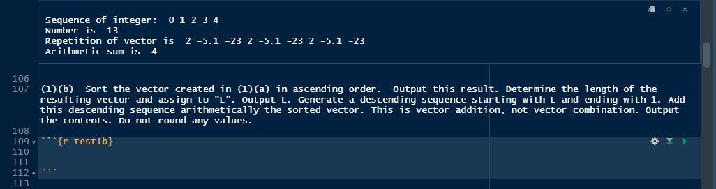 Using R Studio solve for the following: Sequence of integer: 0 1