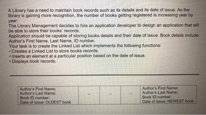 writ it by C language A Library has a need to