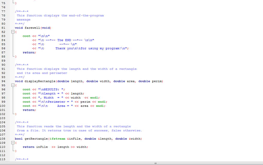 infile text. Project 6B: Defining and using functions in a C++ program
