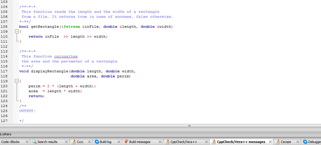 This program will output the perimeter and area of several rectangles The