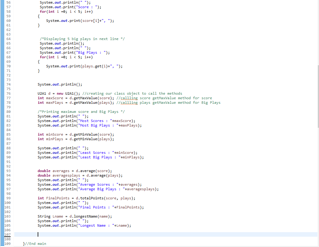 5 60 / 7 8 * Working with arrays 9 9 U2A1