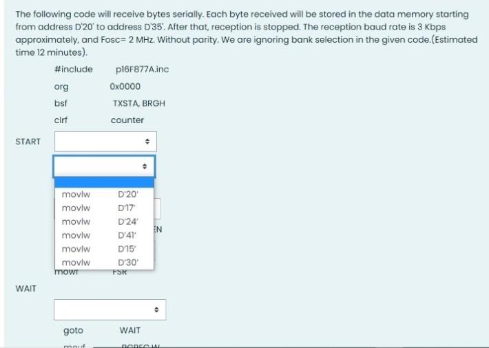 Kbps approximately, and Fosc= 2 MHz. Without parity. We are ignoring bank