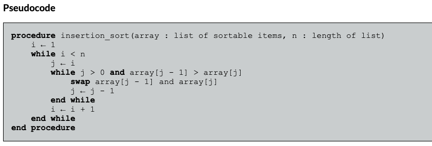 use this pseudocode to write a c++ insertion sort void function Pseudocode