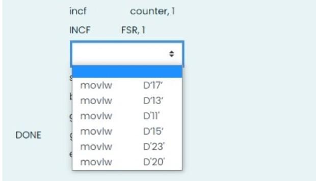 counter, 1 FSR, 1 INCF subwf counter, o btfss STATUS, Z goto