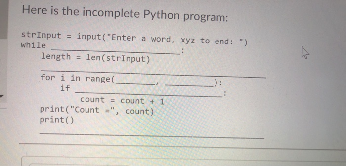Given a number of words, write a program to count the number