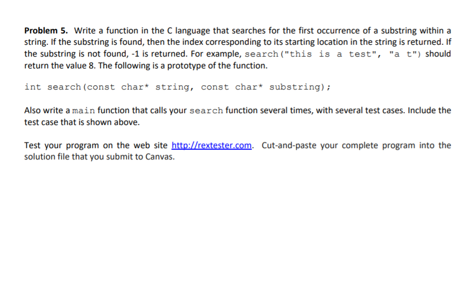  Write a function in the C language that searches for the