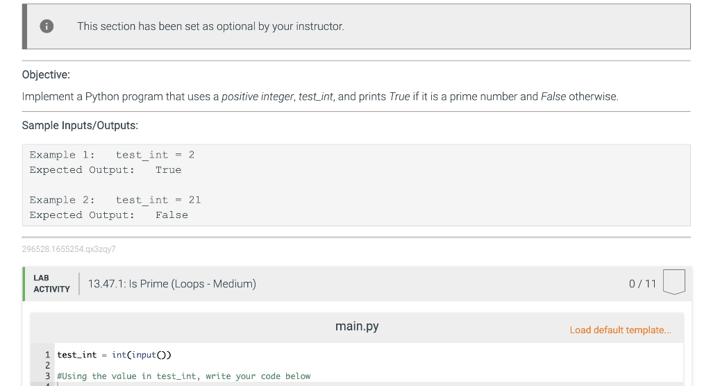 Python Please This section has been set as optional by your instructor.