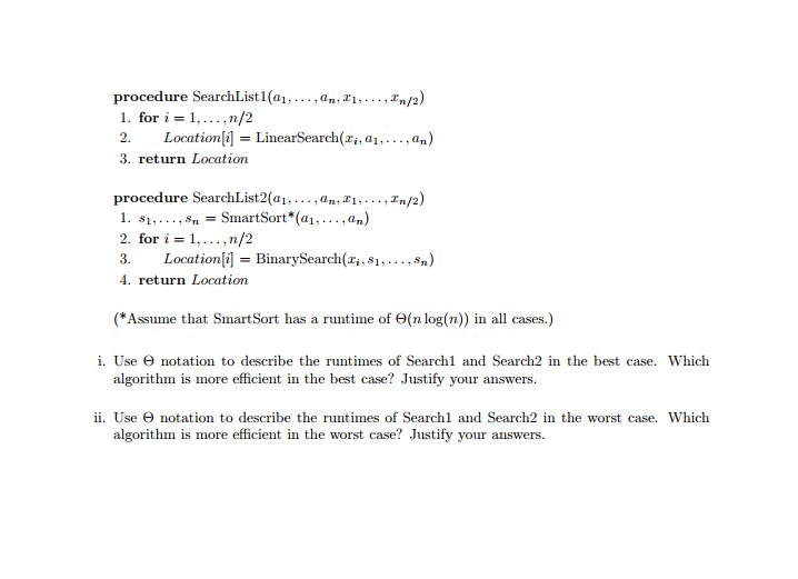integer x, LinearSearch(x, a1, . . . , an) returns the index