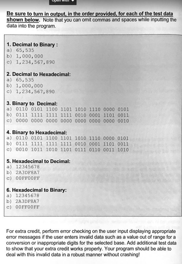 performs each of the following conversions. Note that we're only dealing with
