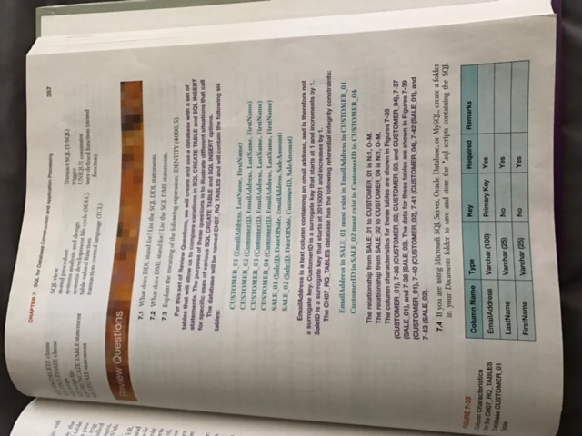 F; Chapter 7 7.42 Write a CREATE TABLE statement for the EMPLOYEE