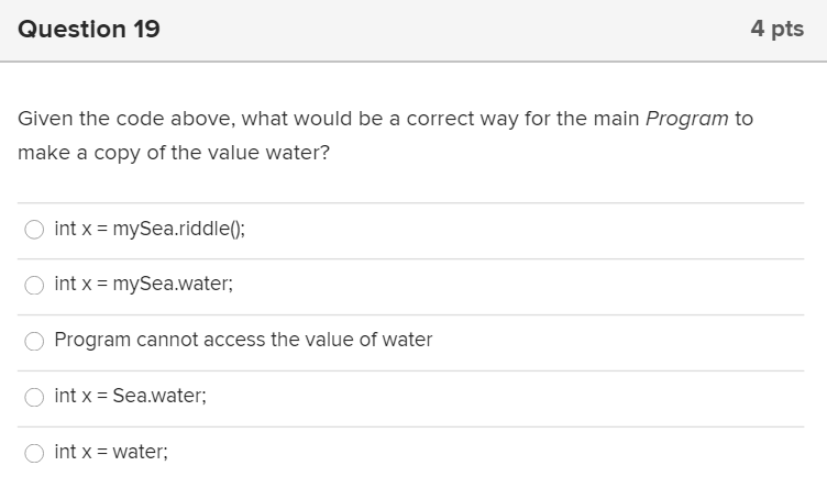 of questions. The code in the class Sea is complete, and the