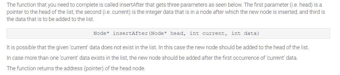 Implement in C programming. The function that you need to complete is
