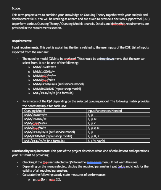  Please solve it in Excel Vba Scope: This term project aims