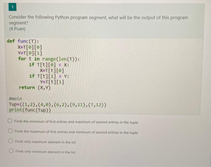 })dx+20$ (1-1)dy=0 Consider the following Python program segment, what will be the