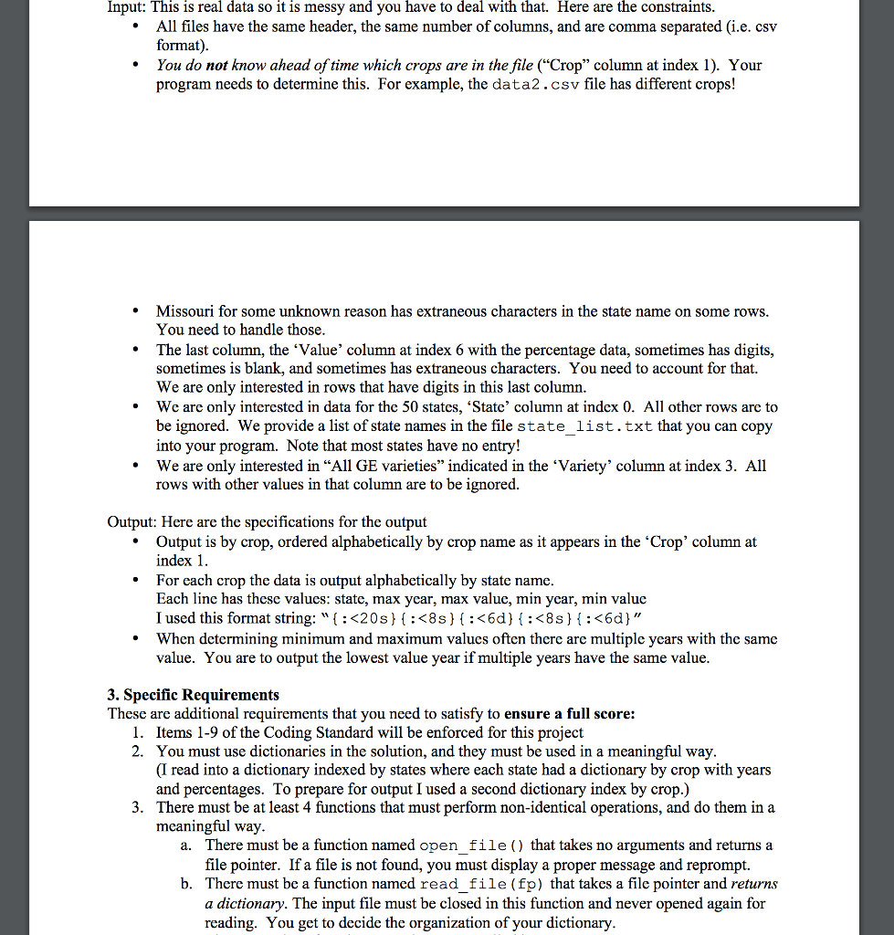 are in the above link CSE 231 Summer 2017 Computer Project #05