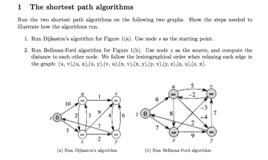  Run the two shortest path algorithms on the following two graphs.