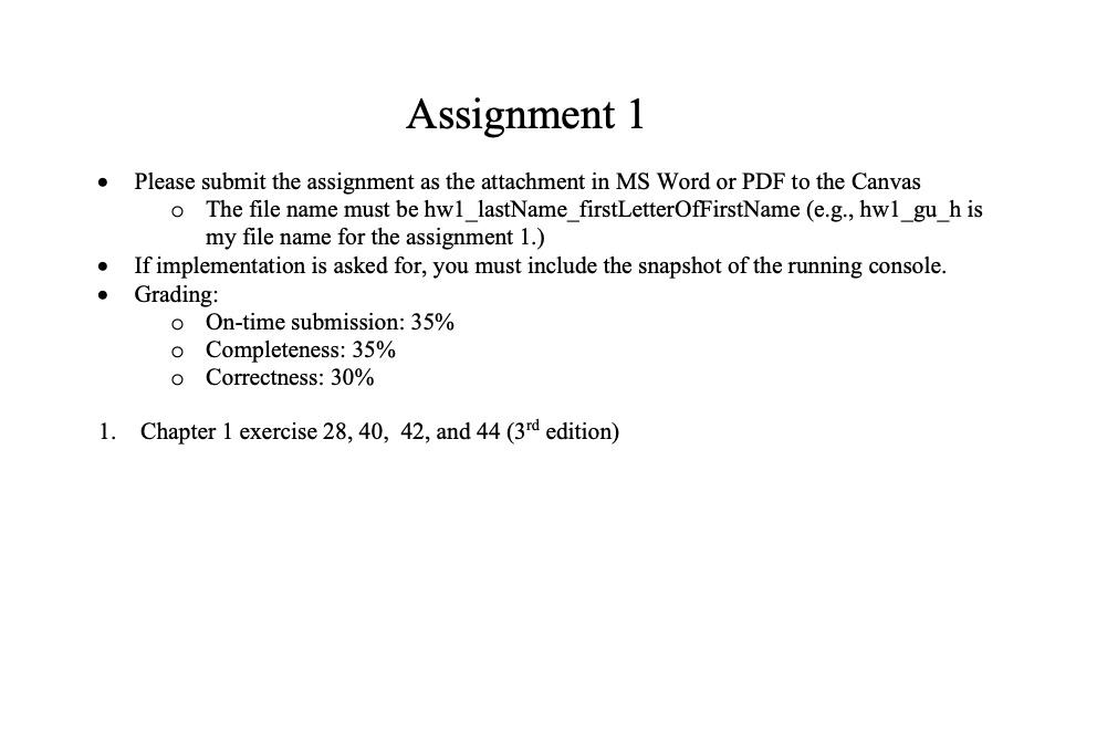  Assignment 1 . Please submit the assignment as the attachment in