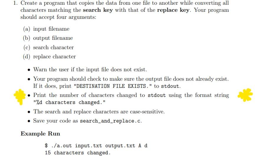  1. Create a program that copies the data from one file