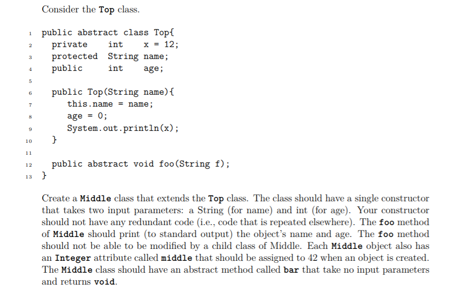 All question base on Java Se 8 Consider the Top class i
