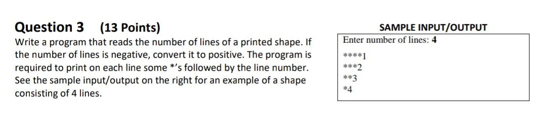  write a progarm java SAMPLE INPUT/OUTPUT Enter number of lines: 4