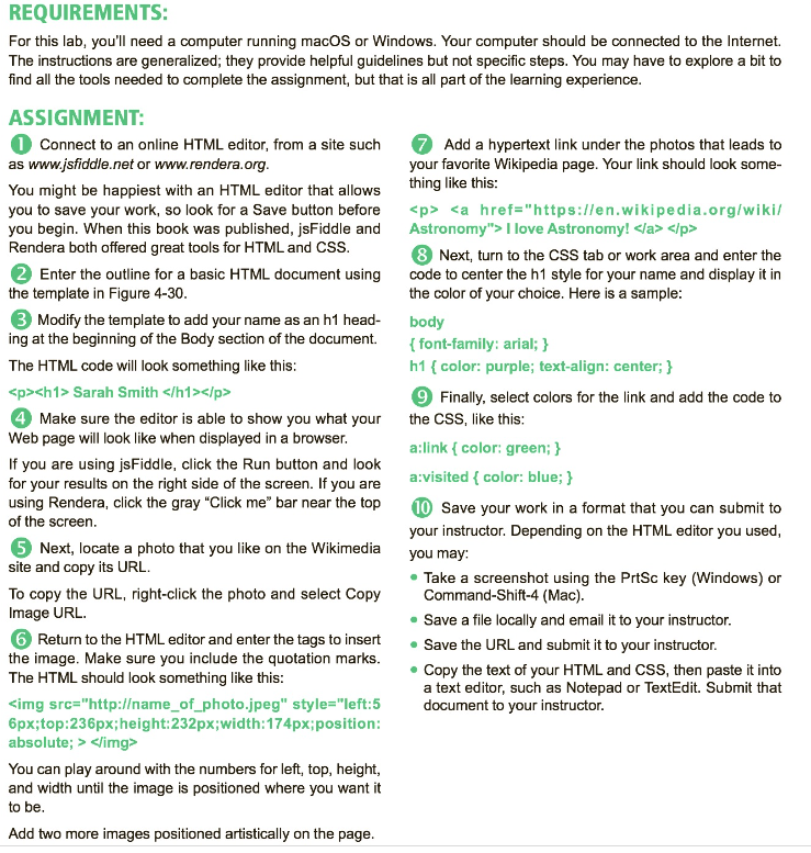  REQUIREMENTS: For this lab, you'll need a computer running macOS or