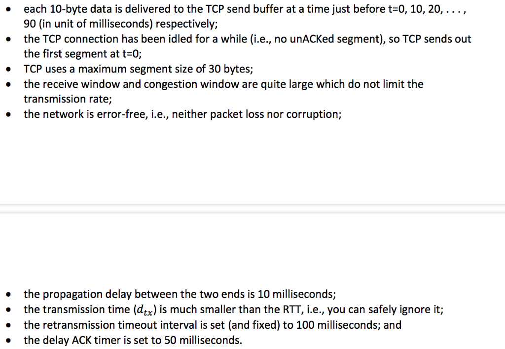 Consider an application has 100 bytes to send. The application generates 10