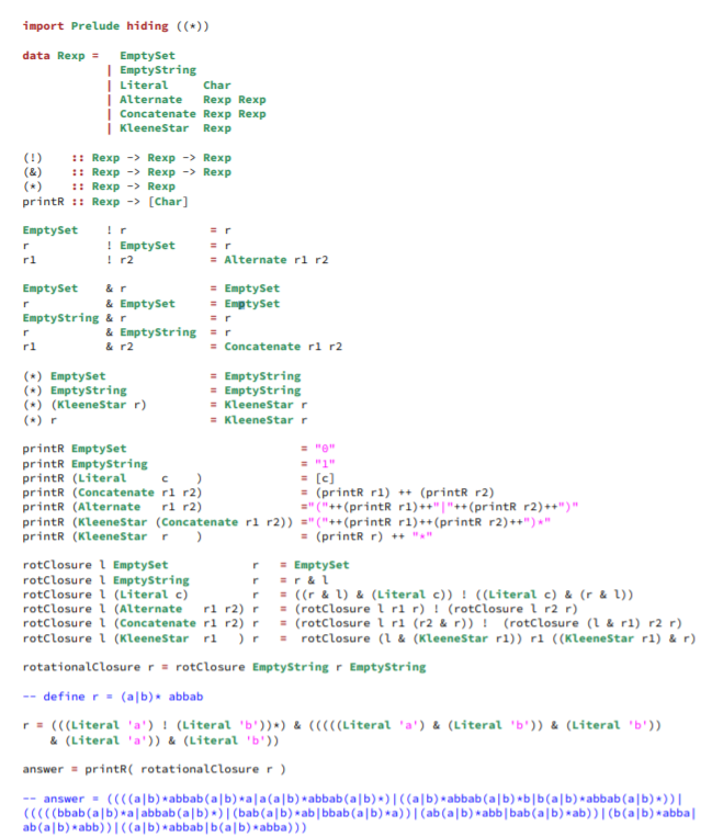 a regular expression r, and returns a regular expression r such that