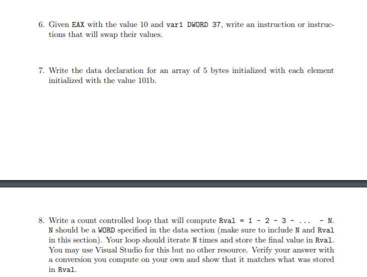 unsigned integer initialized with the value 1234h. 2. If EAX has the