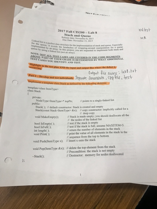  2017 Fall CIS200-Lab S Stack and Queue Relcase date: November 8,