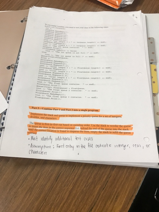 of stack and queue. Especially for a queue this project, you are