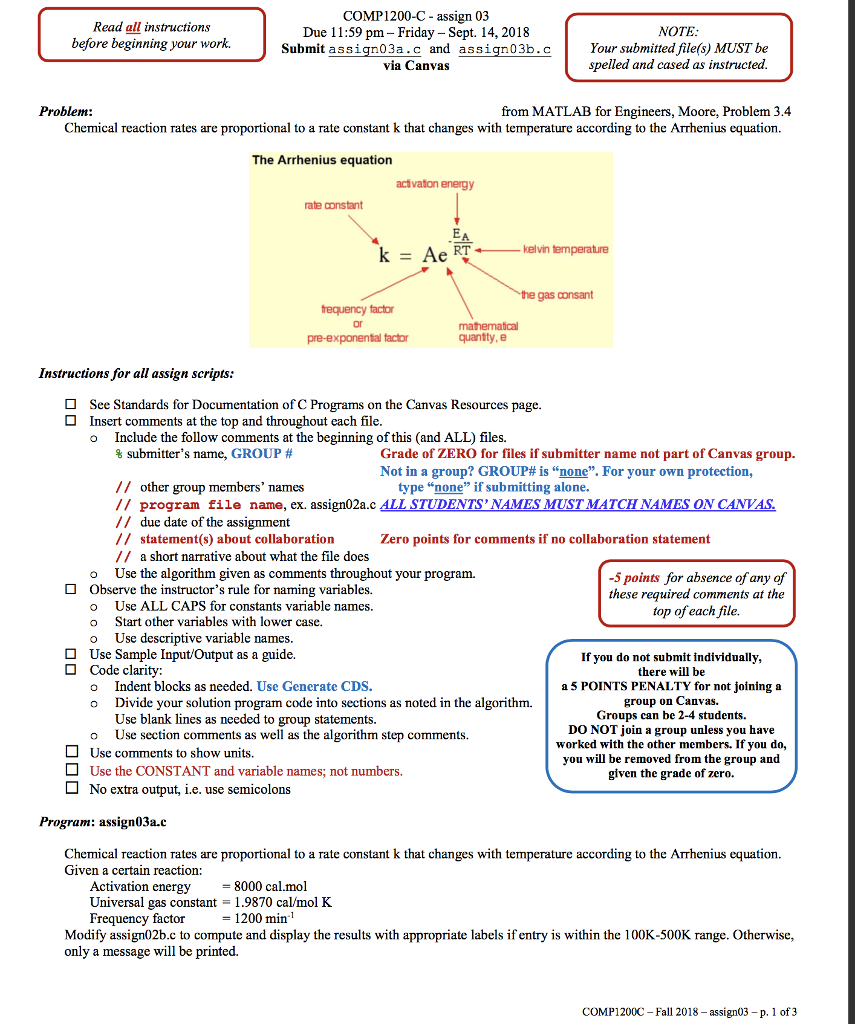 I want it as C programming COMP1200-C- assign 03 Read all