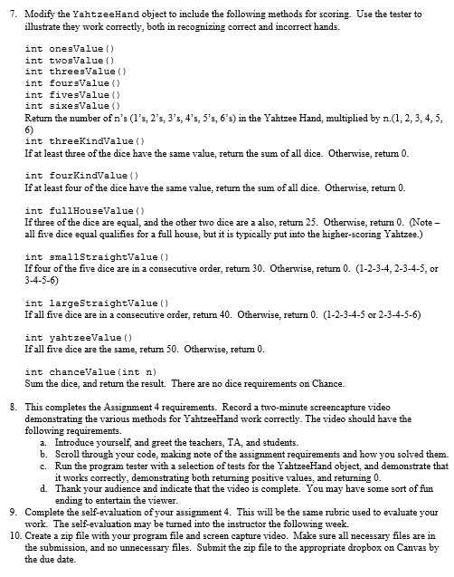the assignment requirements below. Partial test run output Assignment 4 and 5-