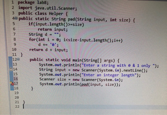 sure why. Please help thank you in advance Implement a Java method