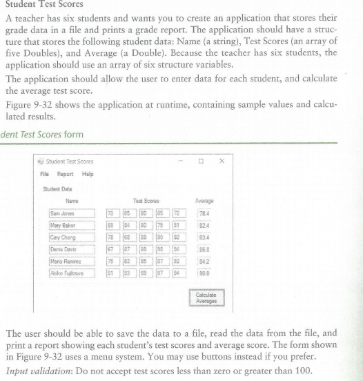  Visual Basic programming please help Thank you! A teacher has six