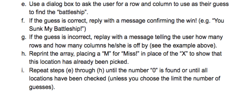 program that will allow the user to guess the row and column